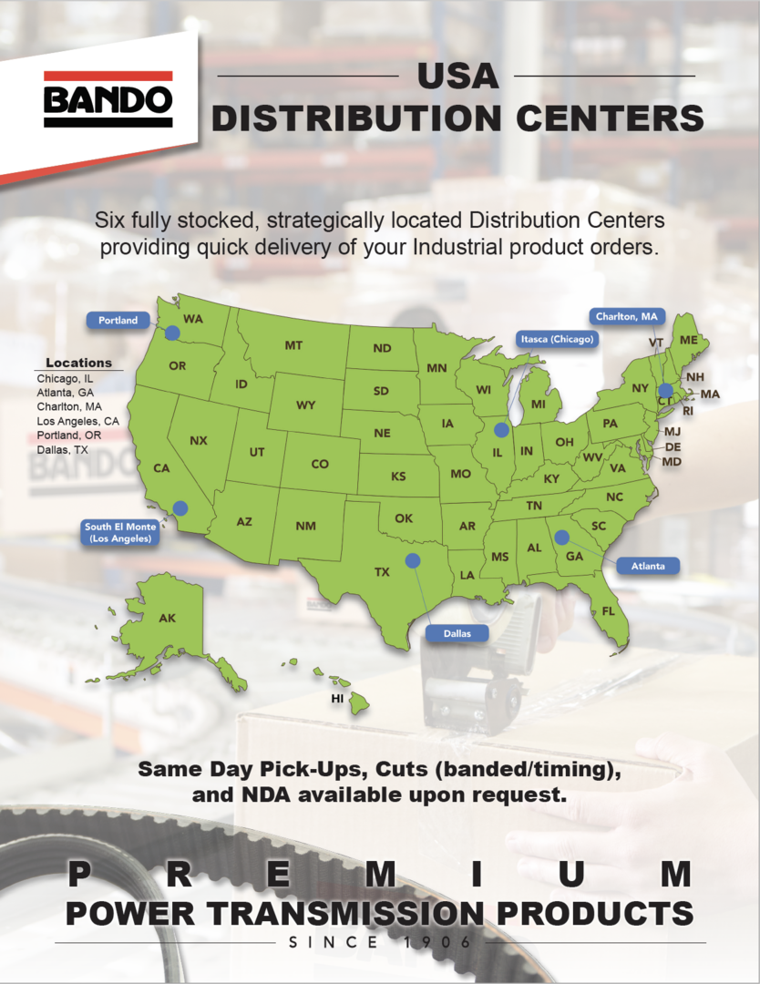 Bando USA Distribution Centers flier